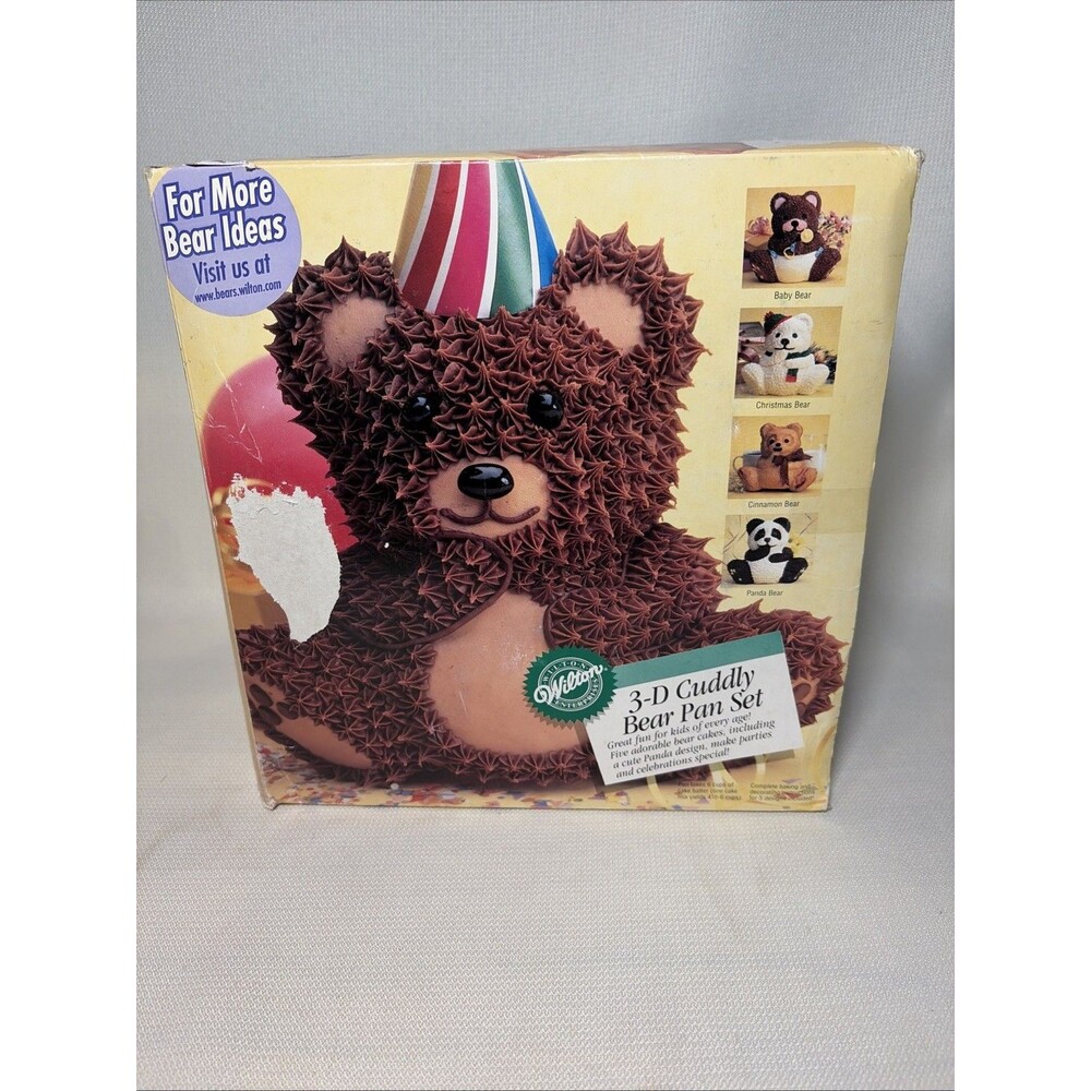Vintage 1993 Wilton 3D Cuddly Bear Pan Set #2105-603 In Box